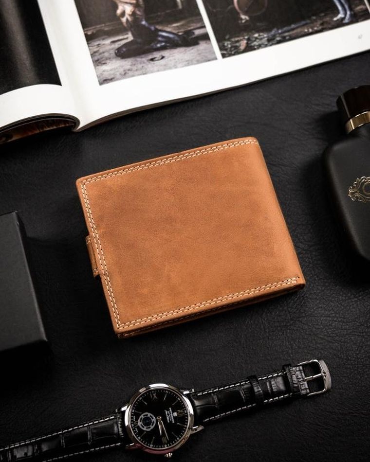 Portfel, brązowy, skórzany, Always Wild