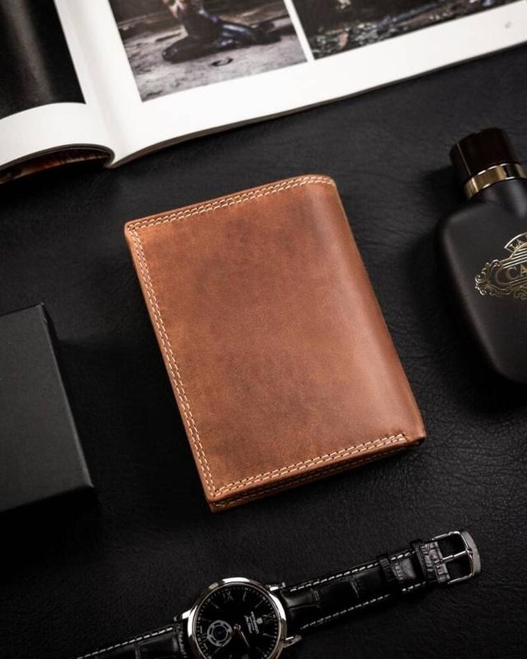 Portfel, brązowy, skórzany, Always Wild