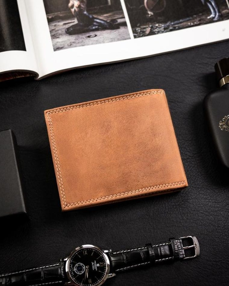 Portfel, brązowy, skórzany, Always Wild