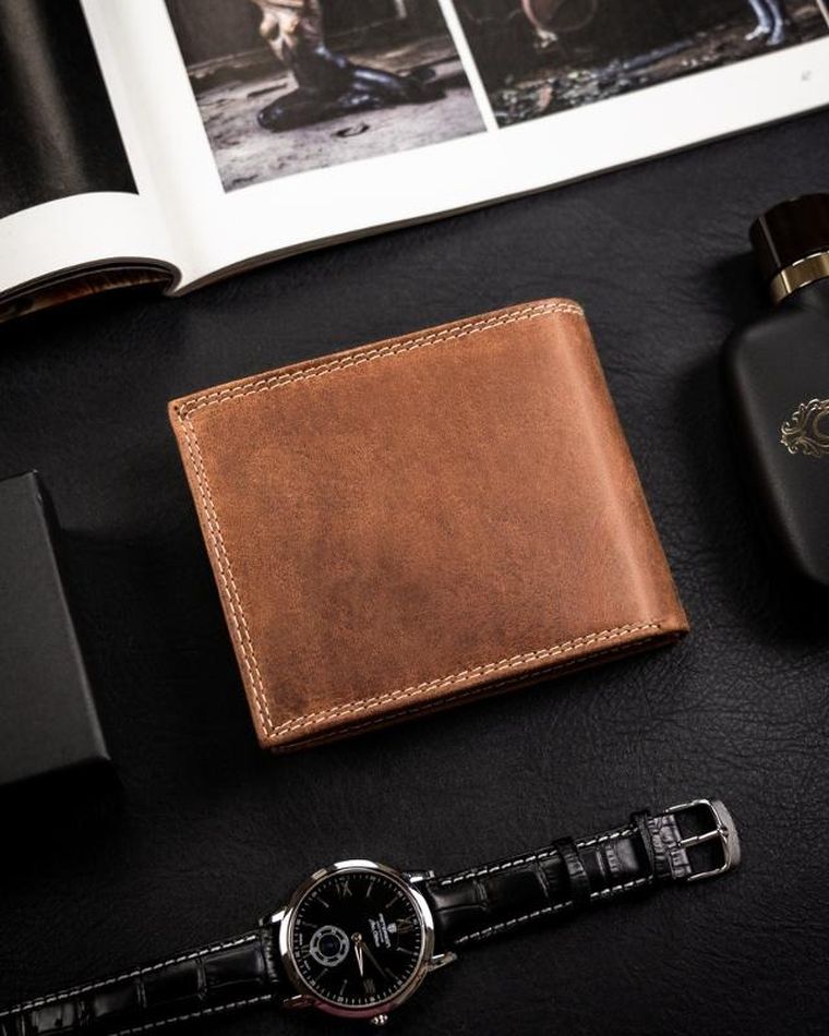 Portfel, brązowy, skórzany, Always Wild