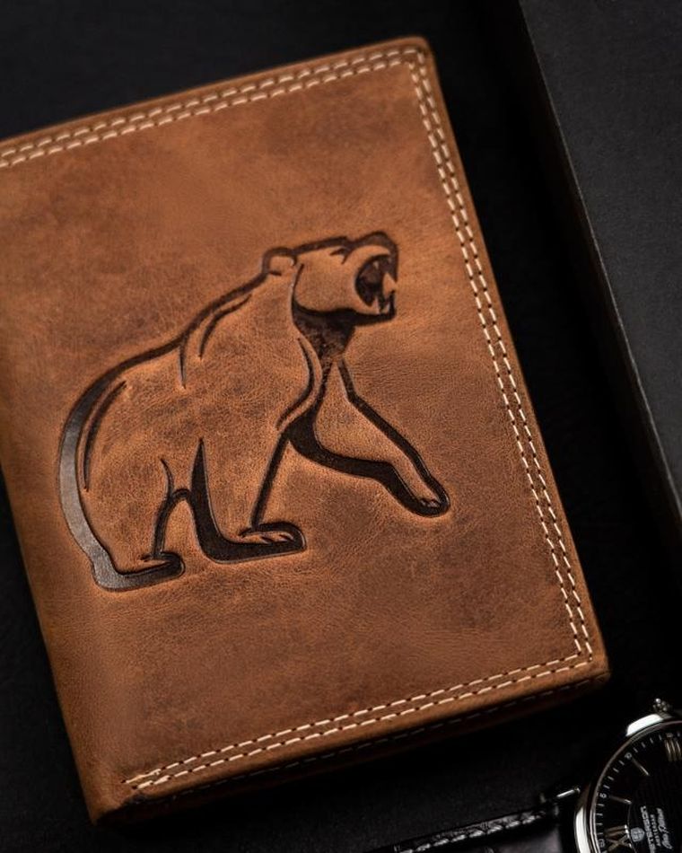 Portfel, brązowy, skórzany, Always Wild