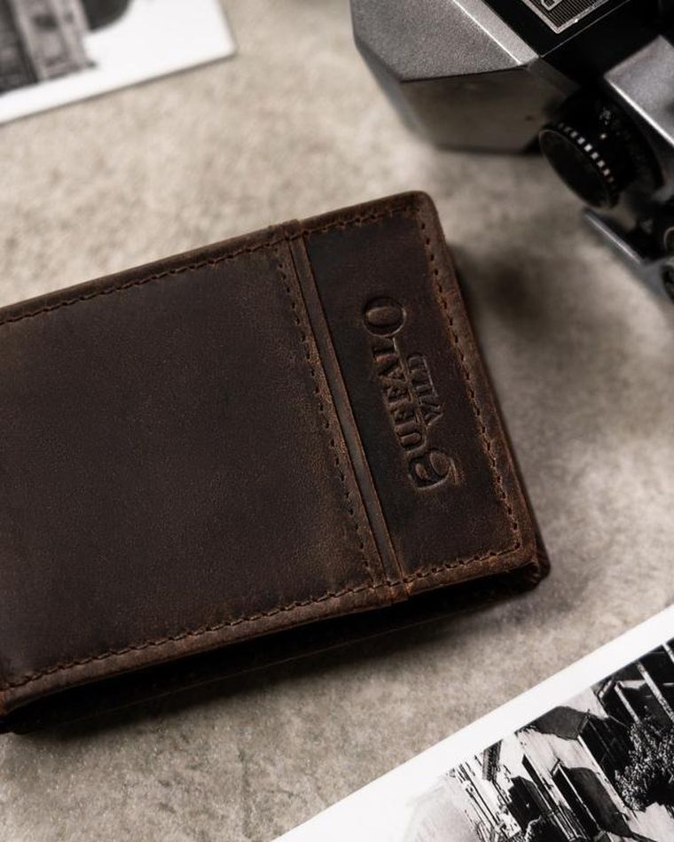 Portfel, brązowy, skórzany, Buffalo Wild