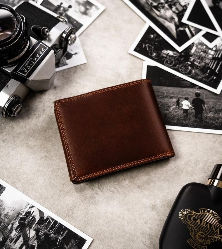 Portfel, brązowy, skórzany, byk, Peterson