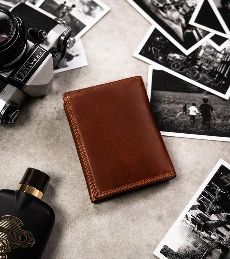 Portfel, brązowy, skórzany, panna, Peterson