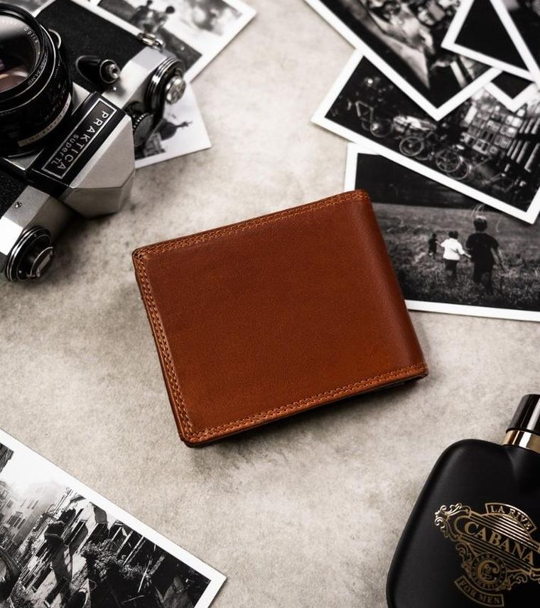 Portfel, brązowy, skórzany, panna, Peterson