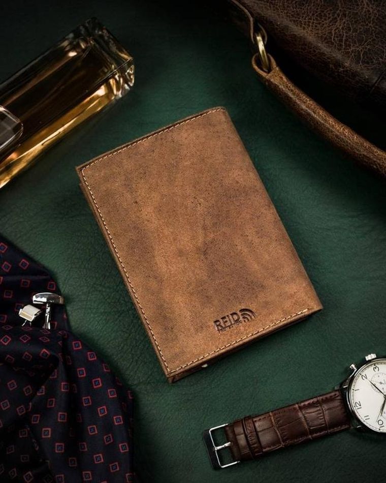 Portfel, brązowy, skórzany, Peterson