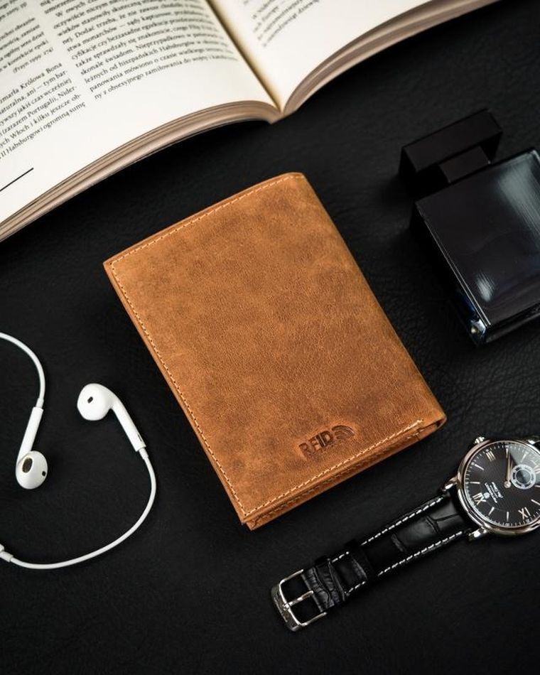 Portfel, brązowy, skórzany, Peterson