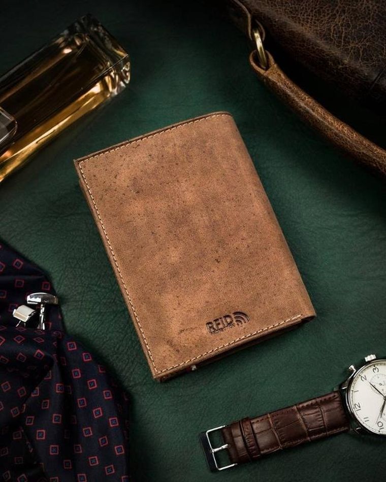 Portfel, brązowy, skórzany, Peterson