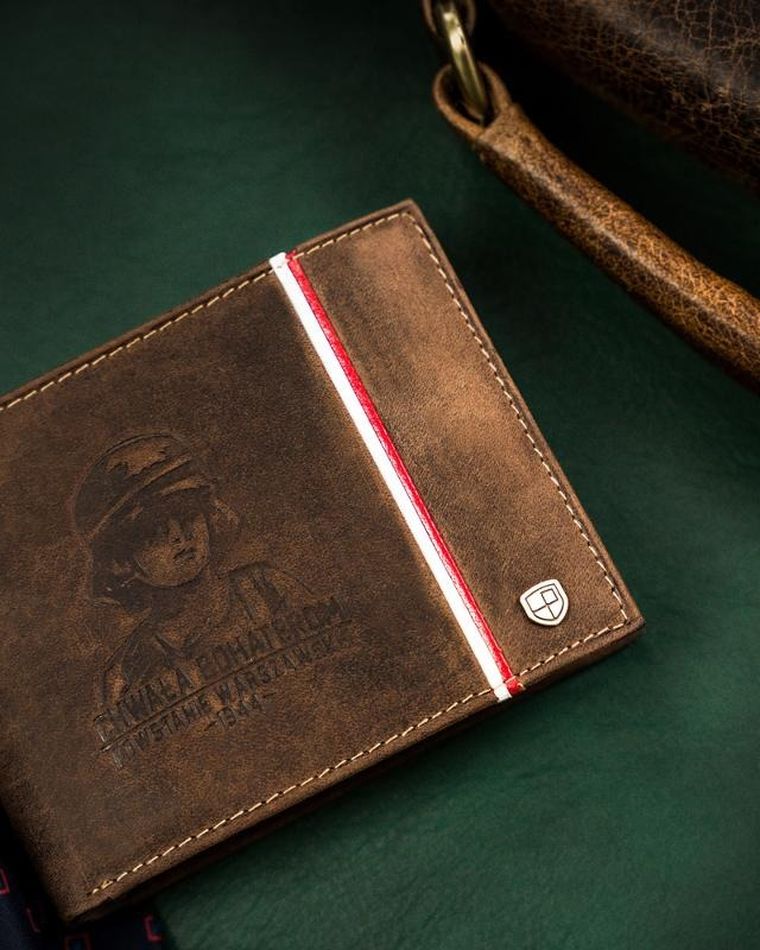 Portfel, brązowy, skórzany, Peterson