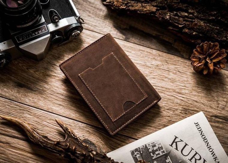 Portfel, brązowy, skórzany, Peterson