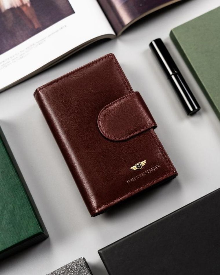 Portfel, brązowy, skórzany, Peterson