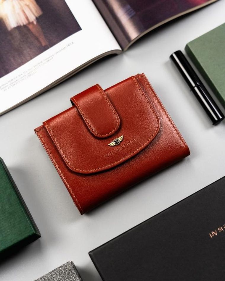 Portfel, brązowy, skórzany, Peterson