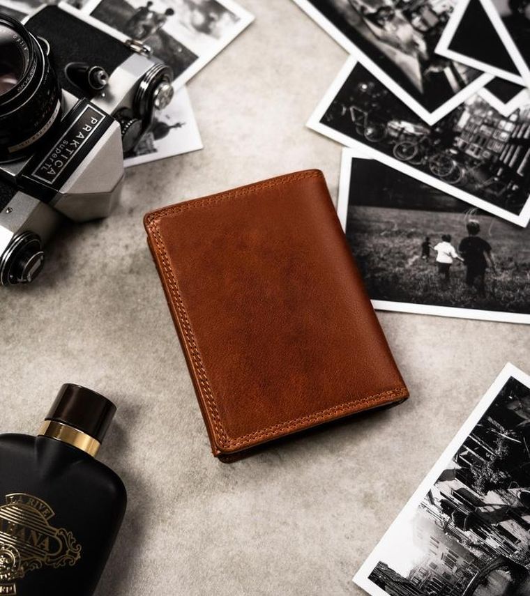 Portfel, brązowy, skórzany, rak, Peterson