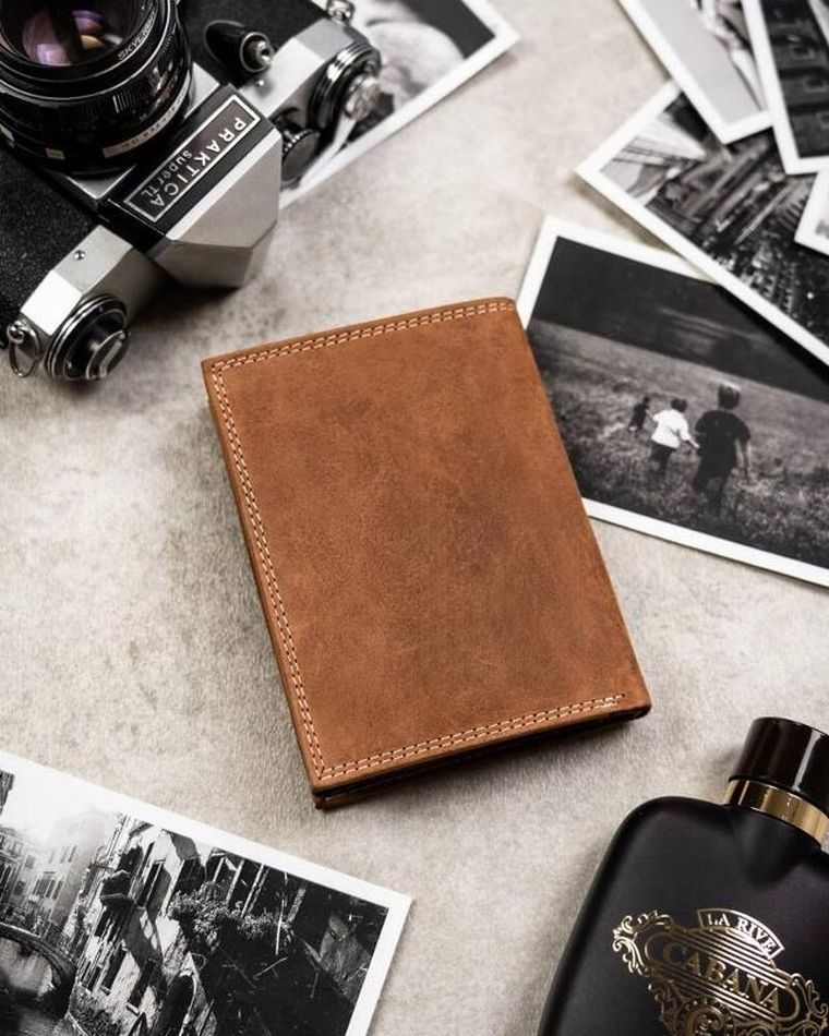 Portfel, brązowy, skórzany, RFID, Always Wild