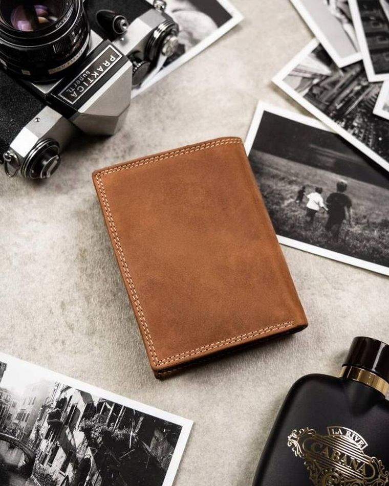 Portfel, brązowy, skórzany, RFID, Always Wild