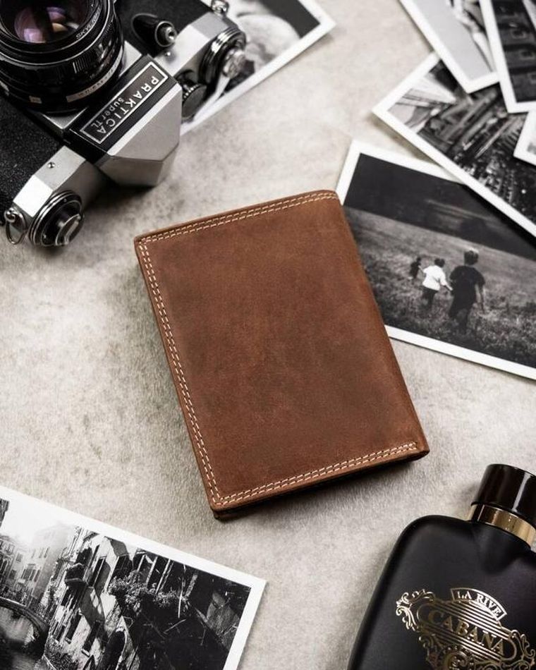 Portfel, brązowy, skórzany, RFID, Always Wild