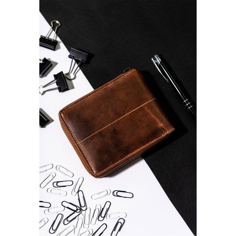 Portfel, brązowy, skórzany, RFID, Always Wild