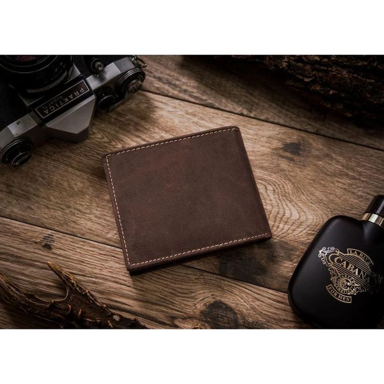 Portfel, brązowy, skórzany, RFID, Always Wild