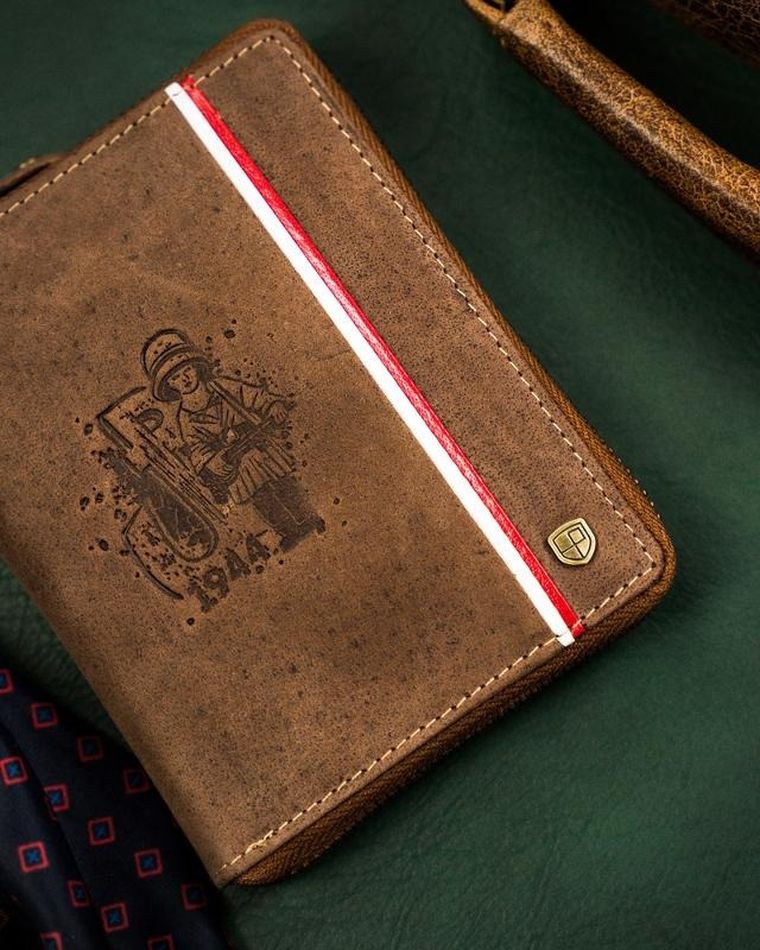 Portfel, brązowy, skórzany, RFID, Peterson