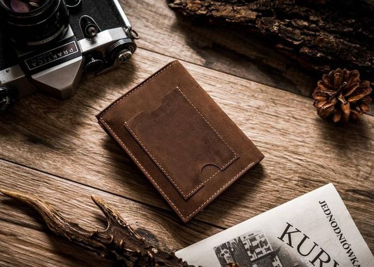 Portfel, brązowy, skórzany, RFID, Peterson