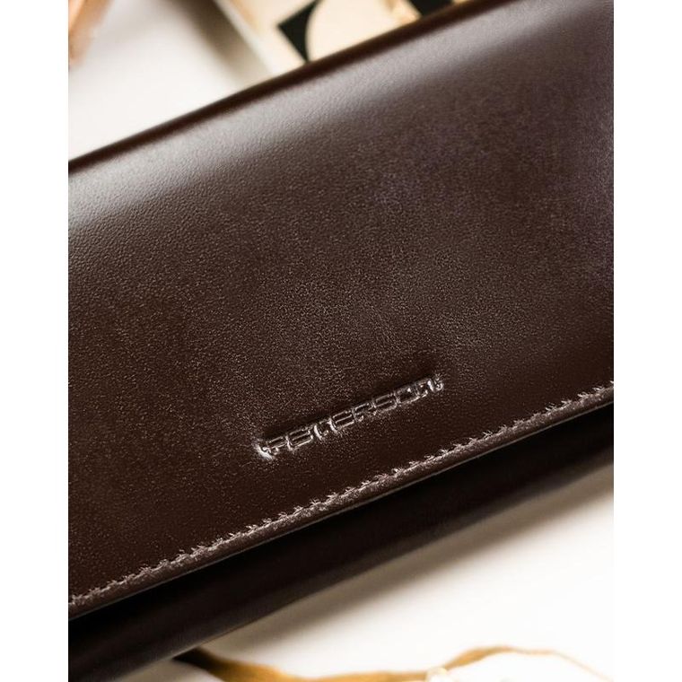 Portfel, brązowy, skórzany, RFID, Peterson