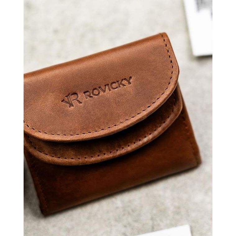 Portfel, brązowy, skórzany, Rovicky