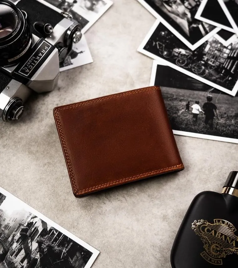 Portfel, brązowy, skórzany, wodnik, Peterson