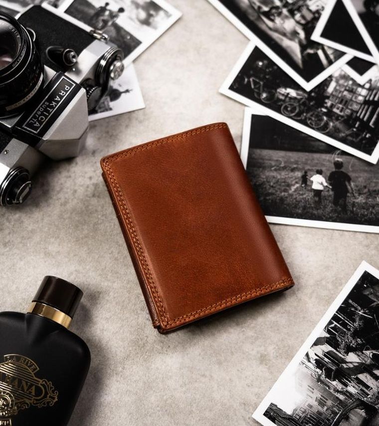 Portfel, brązowy, skórzany, wodnik, Peterson