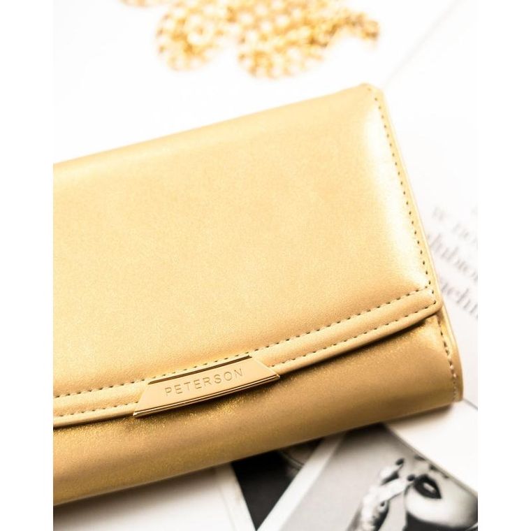 Portfel, ciemnobeżowy, skóra ekologiczna, RFID, Peterson