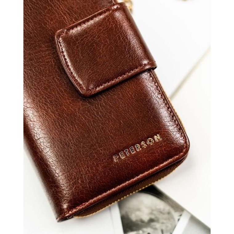 Portfel, ciemnobrązowy, skóra ekologiczna, Peterson
