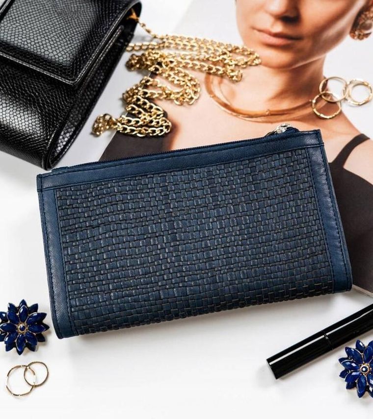 Portfel, ciemnoniebieski, skórzany, RFID, Rovicky