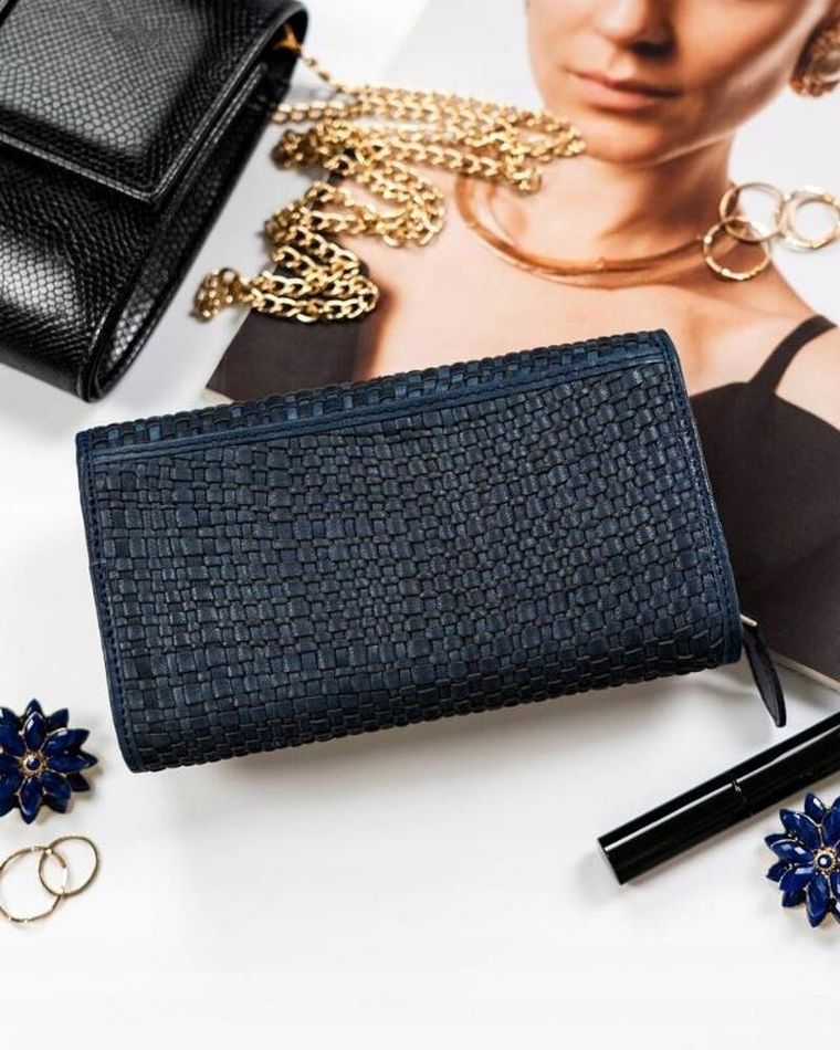 Portfel, ciemnoniebieski, skórzany, RFID, Rovicky