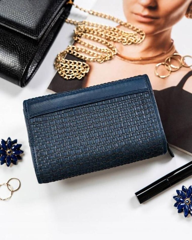 Portfel, ciemnoniebieski, skórzany, RFID, Rovicky