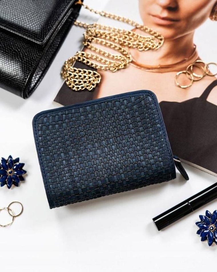 Portfel, ciemnoniebieski, skórzany, RFID, Rovicky