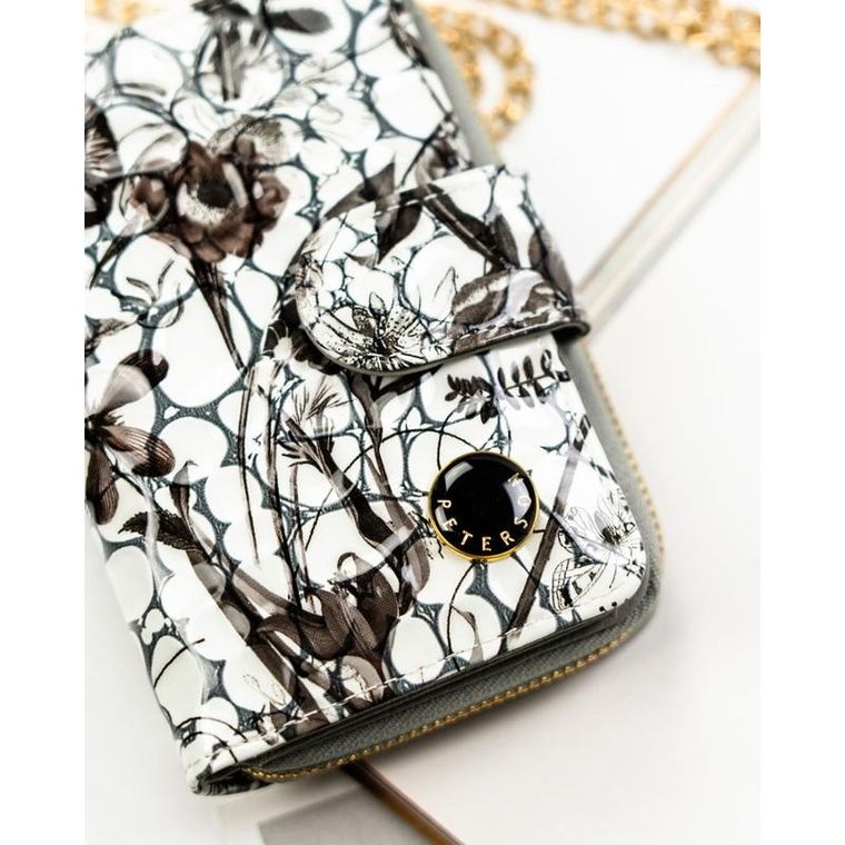 Portfel, czarno-biały, skórzany, Peterson