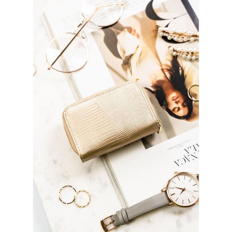 Portfel, czarno-złoty, skórzany, Petereson