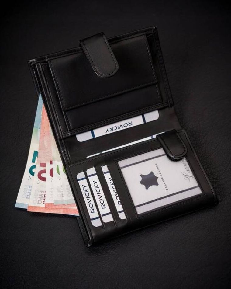 Portfel, czarny, skóra ekologiczna, 4U Cavaldi