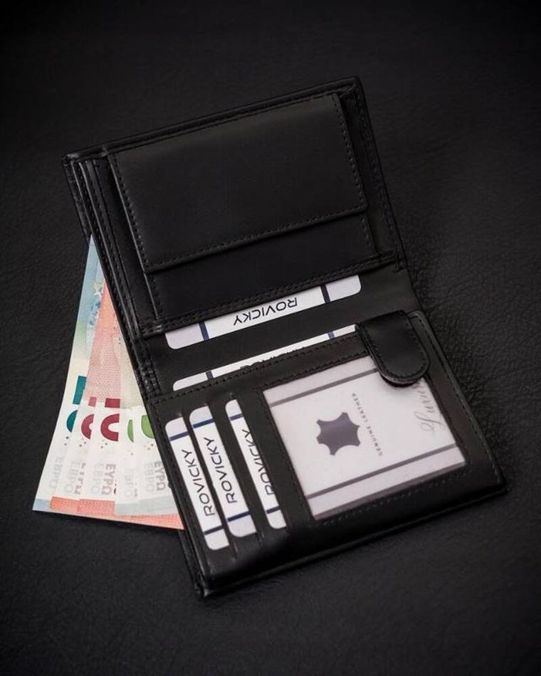 Portfel, czarny, skóra ekologiczna, 4U Cavaldi