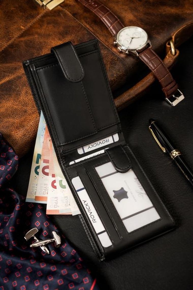 Portfel, czarny, skóra ekologiczna, 4U Cavaldi