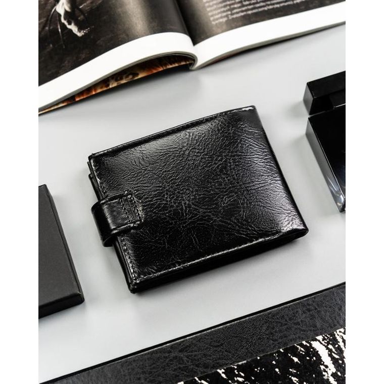 Portfel, czarny, skóra ekologiczna, 4U Cavaldi
