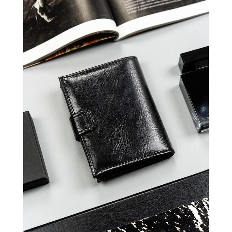 Portfel, czarny, skóra ekologiczna, 4U Cavaldi