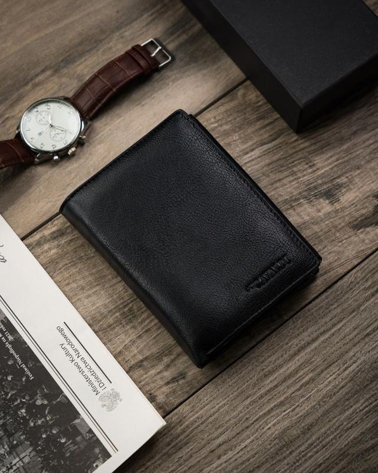 Portfel, czarny, skóra ekologiczna, Cavaldi