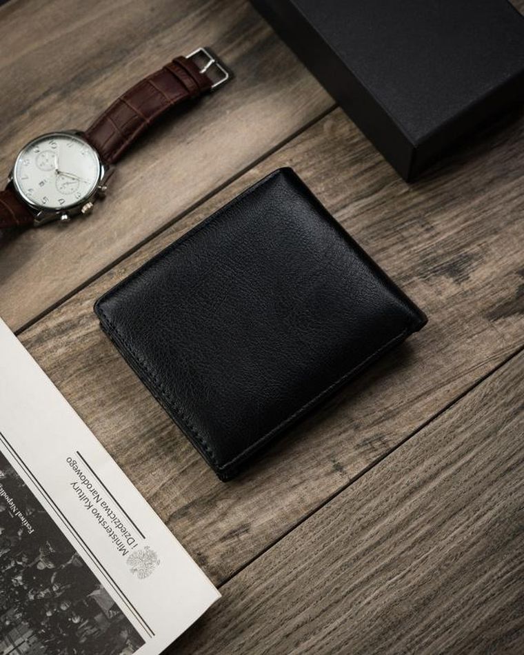 Portfel, czarny, skóra ekologiczna, Cavaldi