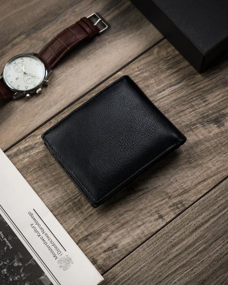 Portfel, czarny, skóra ekologiczna, Cavaldi