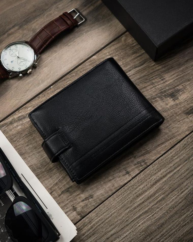 Portfel, czarny, skóra ekologiczna, Cavaldi