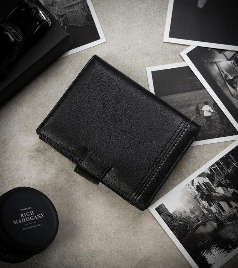 Portfel, czarny, skóra ekologiczna, Cavaldi