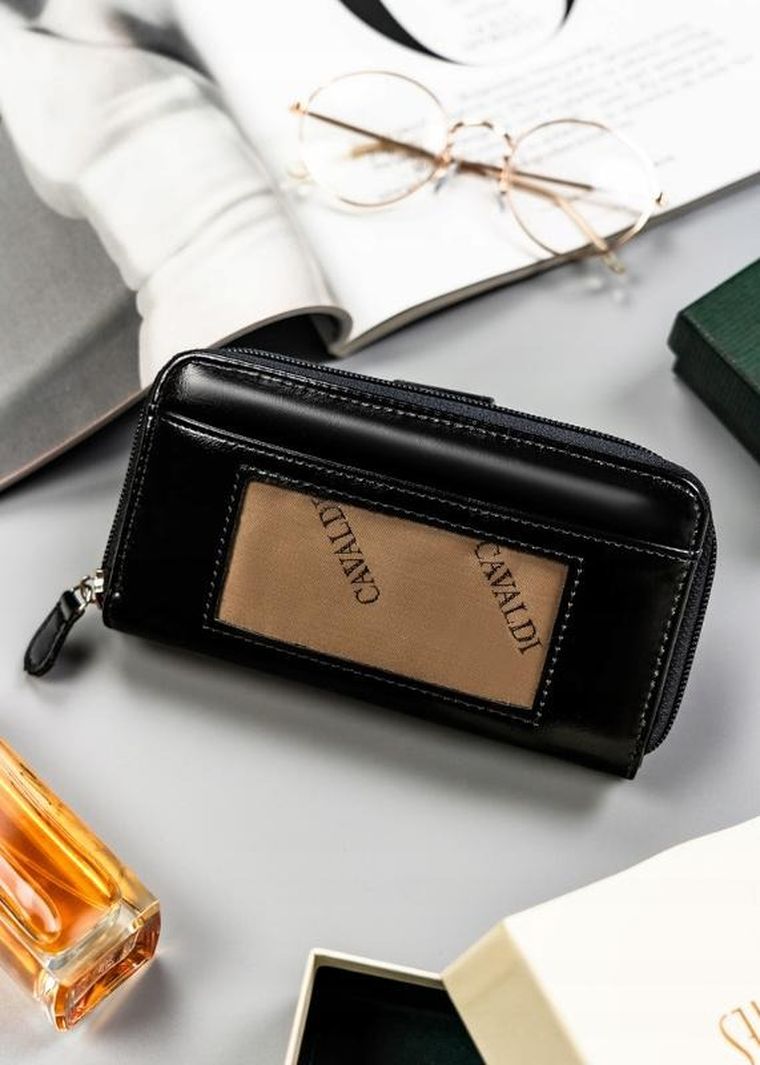Portfel, czarny, skóra ekologiczna, Cavaldi