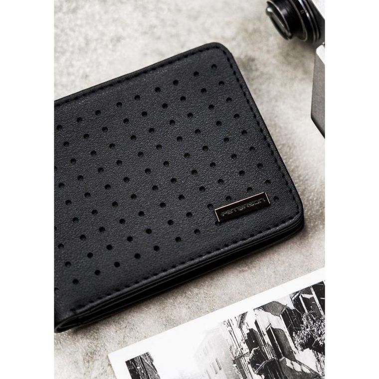 Portfel, czarny, skóra ekologiczna, Peterson