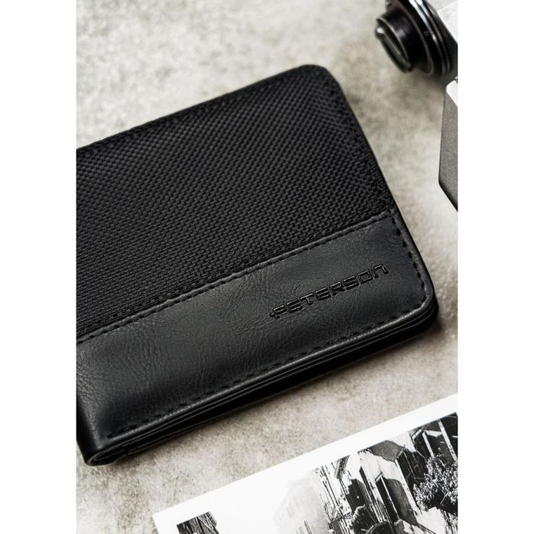 Portfel, czarny, skóra ekologiczna, Peterson