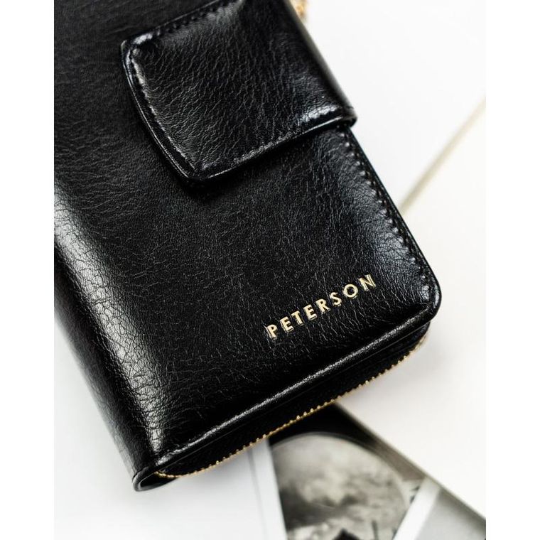 Portfel, czarny, skóra ekologiczna, Peterson